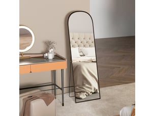 Miroir sur pied pleine longueur 50 x 161,5 cm – noir – cadre en aluminium, support pour pose libre au sol