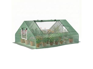 Mini serre de jardin mini serre tunnel 180x140x80cm toit pointu acier pe haute densité 140 gm² 2 grandes fenêtres vert foncé