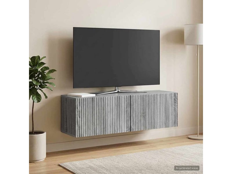  Meuble tv - banc tv - meuble de rangement mural 98 x 31 x 30 cm sonoma gris bois d'ingénierie  - Conforama B