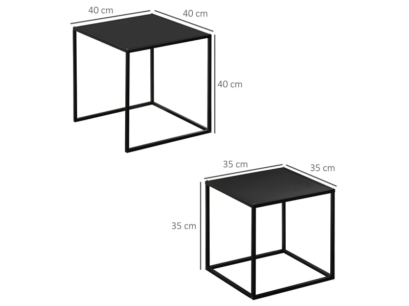 Tables basses gigognes 2 pièces avec structure en acier, design moderne noir, pour salon, utilisation modulable - Conforama C