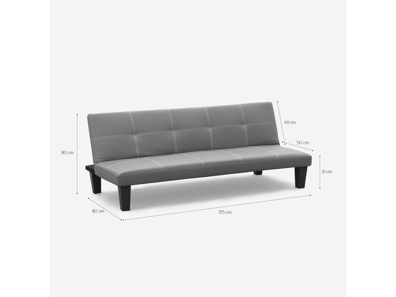 Canapé 3 places clic-clac convertible en similicuir topazio - noir Modus Sofà - Conforama E