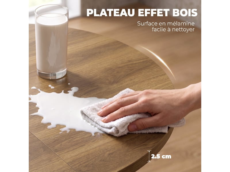  Table à manger extensible ovale pour 4 à 6 personnes, table de cuisine avec rallonge 100-135 cm, effet bois marron  - Conforama R