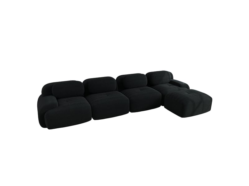  Canapé d'angle, canapé modulable, 4 places, noir, livré monté, sans structure, pour salon, home cinéma, bureau  - Conforama E