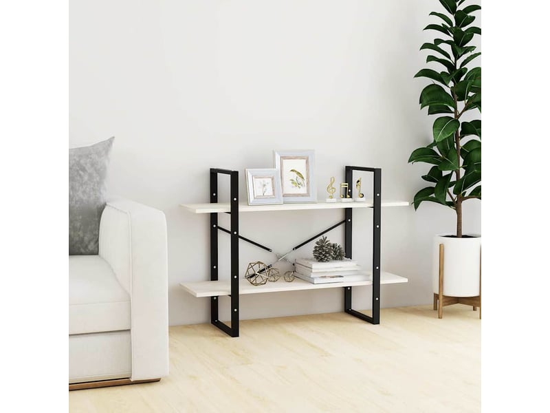  Bibliothèque à 2 niveaux, armoire à livres blanc 100x30x70 cm bois de pin massif  - Conforama B