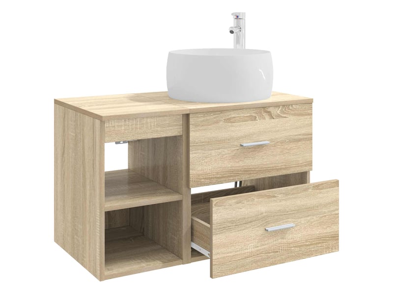 Ensemble de mobilier de salle de bain 2 pcs chêne sonoma shl866 - Conforama D