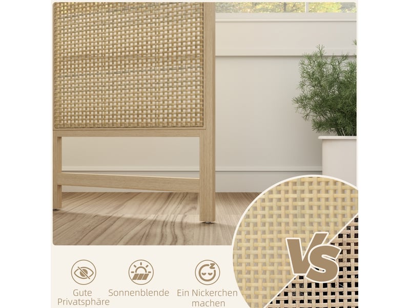  Paravent intérieur 3 panneaux 135 x 180 cm – naturel – pliable, séparation d’espace et intimité visuelle  - Conforama E