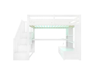Lit mezzanine 90x200 cm <strong>LEYTN</strong>  <strong></strong> coloris blanc