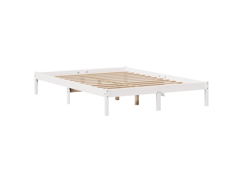 Lit double- lit adulte - lit bibliothèque sans matelas blanc 150x200 cm bois pin massif - Conforama D