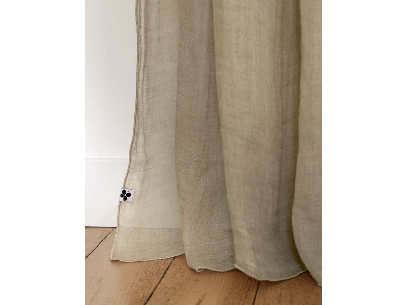  Rideau ajustable + 8 anneaux pince 140 x 270 cm 100% lin lavé evy sable 15189 - Conforama C