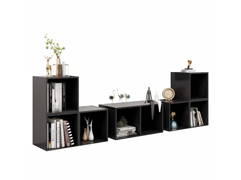  Ensemble de meubles tv 6 pcs gris brillant bois d'ingénierie  - Conforama C