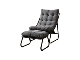 Fauteuil lounge de jardin,65x78x86 cm,avec repose-pieds,acier,gris et noir