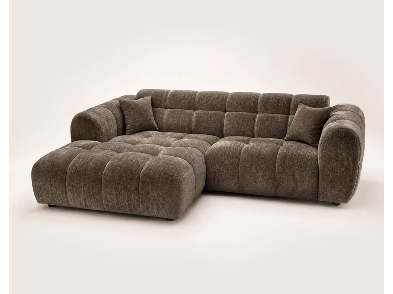  Mini ray - canapé d'angle gauche 4 places en tissu texturé - best mobilier - marron MINI RAY - Conforama E
