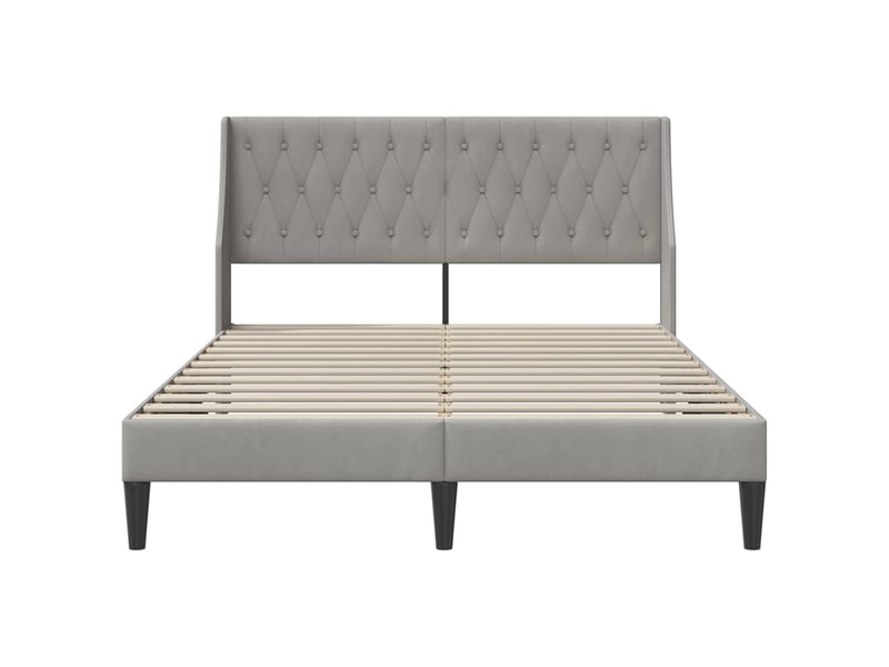  Lit double- lit adulte -  cadre de lit avec tête de lit gris clair 120 x 190 cm velours  - Conforama C