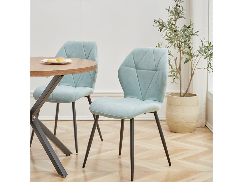  Lot de 6 chaises - chaise de salle à manger vintage en forme de diamant - chaise en lin - pieds en métal(bleu) Grand-house - Conforama E