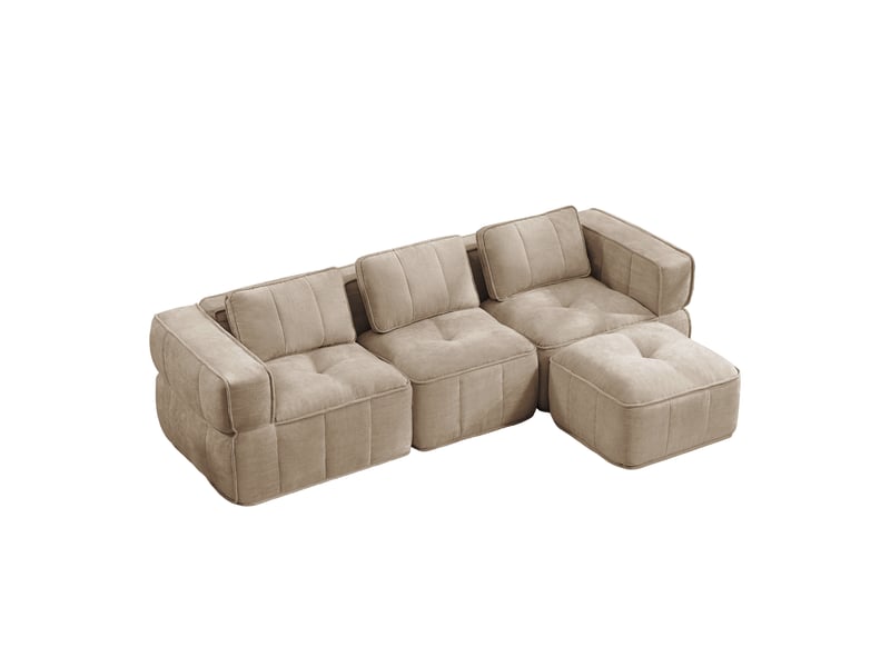 Canapé modulable d'angle 3 places 271x162x67 cm avec pouf beige - Conforama A