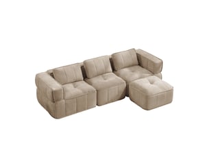 Canapé modulable d'angle 3 places 271x162x67 cm avec pouf beige