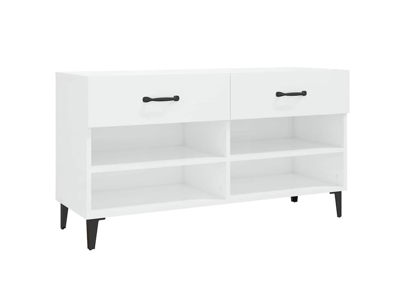  Meuble à chaussure blanc brillant 102x35x55 cm bois ingénierie shl4491  - Conforama A