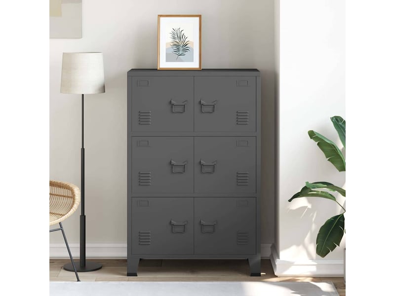 Coffre de rangement, boîte de rangement industriel anthracite 75x40x115 cm métal - Conforama C