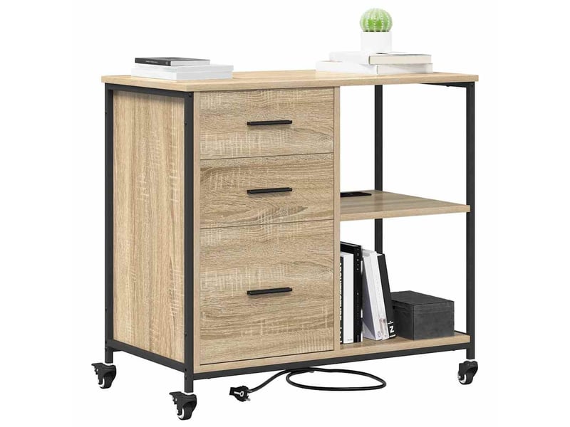  Commode chambre, cabinet avec station de charge 76 x 41 x 72 cm chêne sonoma  - Conforama C