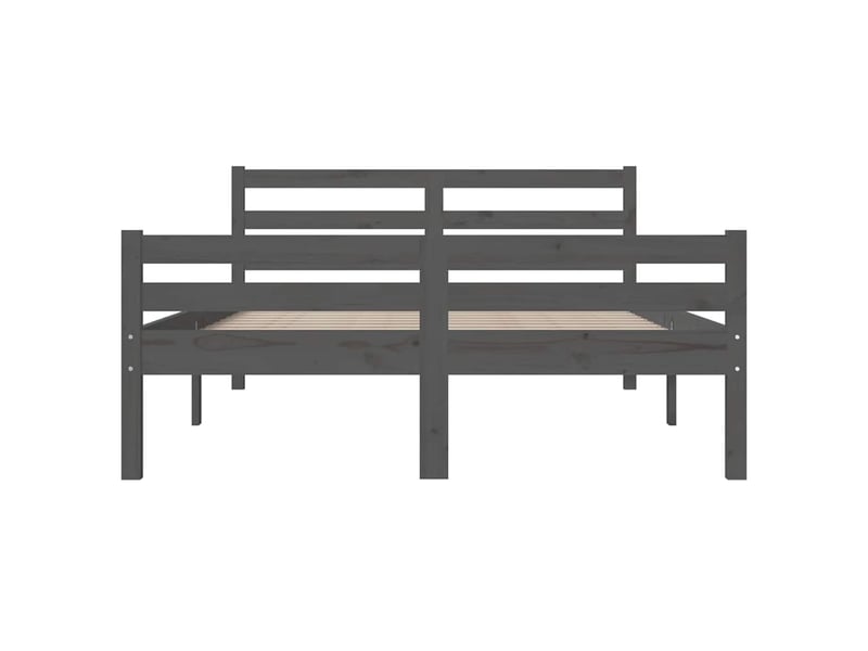  Lit double- lit adulte -  cadre de lit sans matelas gris bois massif 140x190 cm  - Conforama D