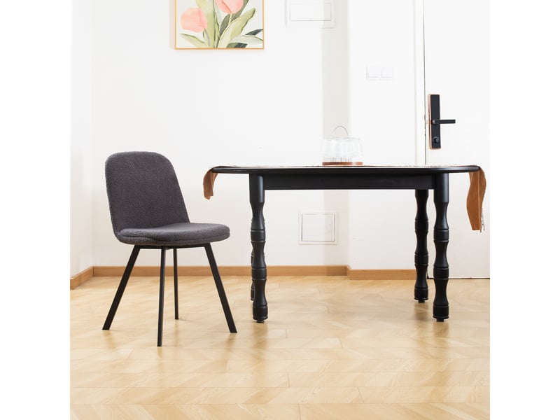  Chaises salle à manger élégance lot de 2, tissu teddy doux, rembourrage confortable, métal stable  - Conforama E