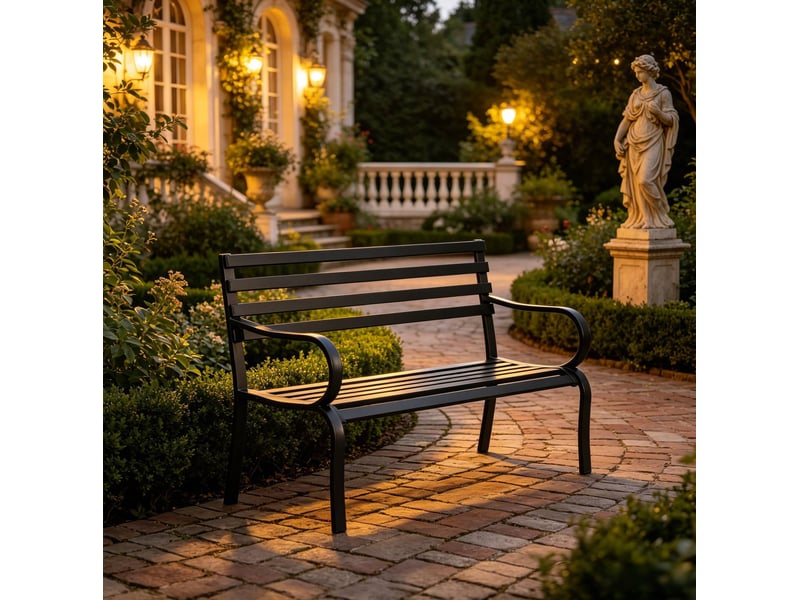 Banc d’extérieur 127x58x82 cm 2 personnes métal noir