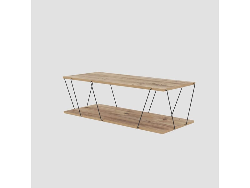  Table basse table de salon bois mdf mélaminé pin avec cadre métal l 120 cm industriel  - Conforama A