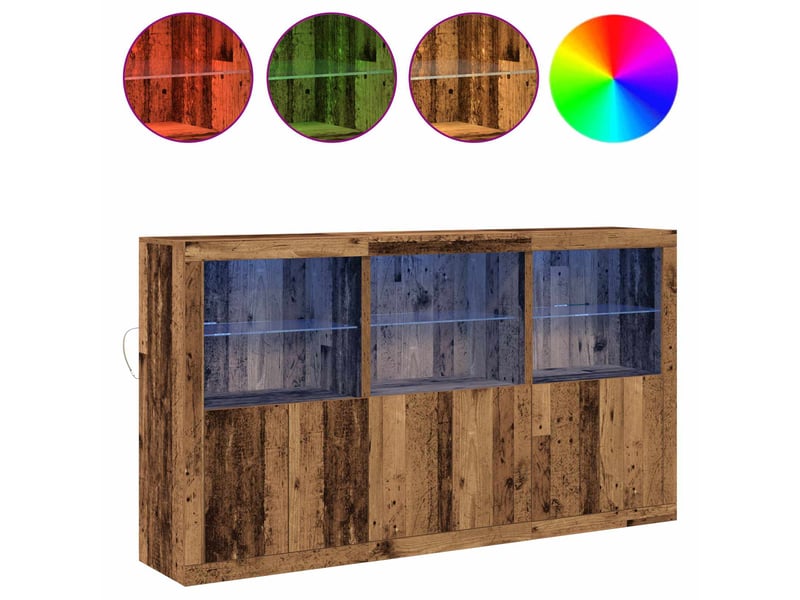 Buffet - bahut - meuble de rangement led bois ancien 181,5 x 37 x 100 cm bois d'ingénierie - Conforama D
