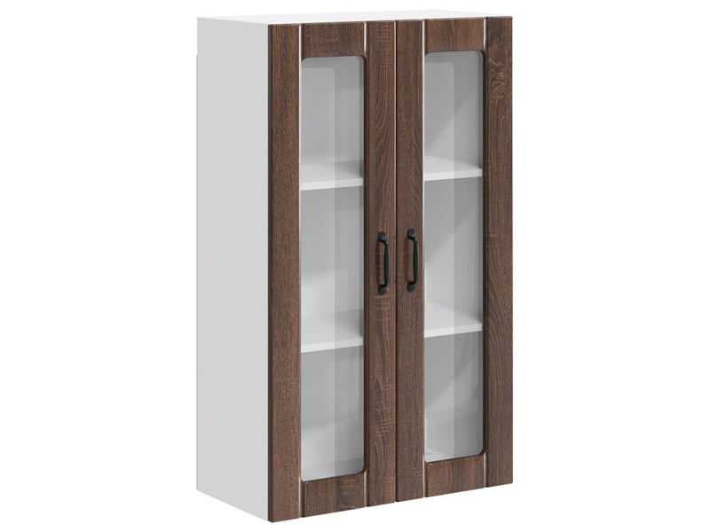  Meuble mural de cuisine, cabinet en verre mural chêne brun 60x31x100cm shl4468  - Conforama A