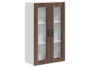 Meuble mural de cuisine, cabinet en verre mural chêne brun 60x31x100cm shl4468