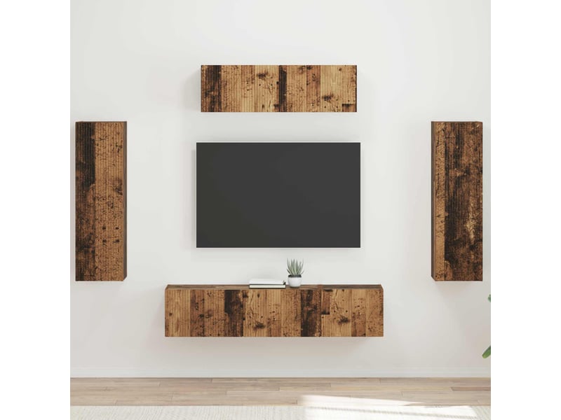  Meuble tv - banc tv - meuble de rangement 5 pcs bois ancien  - Conforama B
