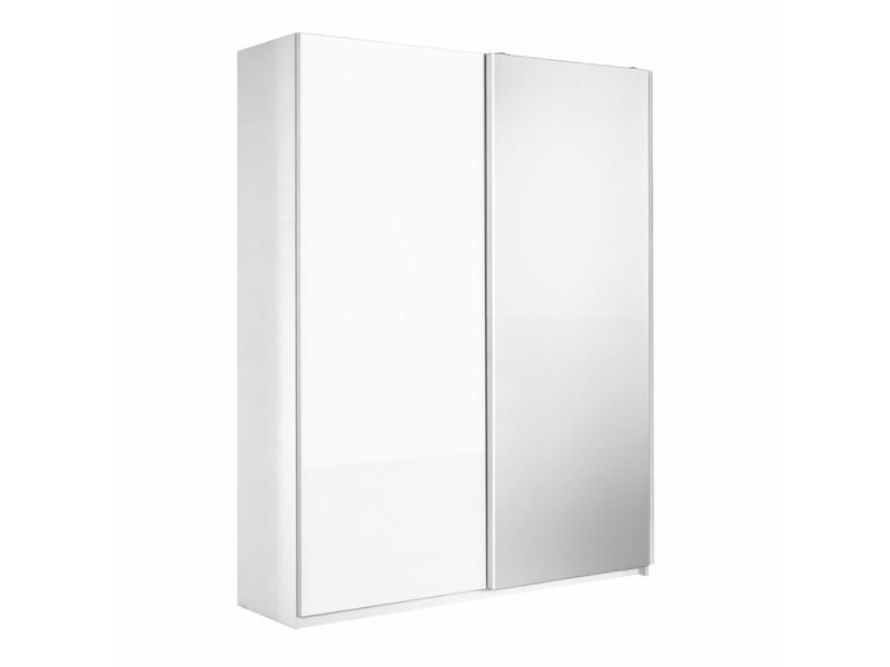 Armoire 2 portes coulissantes 180x210 cm 1 porte blanc laquée et 1 porte miroir - swam SWAM - Conforama A