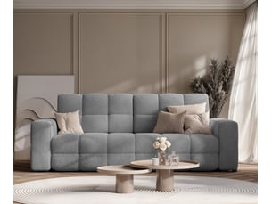 Canapé droit convertible <strong>IDOHOME</strong> <strong>MOLLY</strong> 3 places Tissu gris avec coffre de rangement