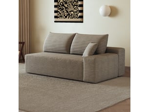 Canapé 2 places velours côtelé couleur camel avec méridienne confortable 175x95x83 cm