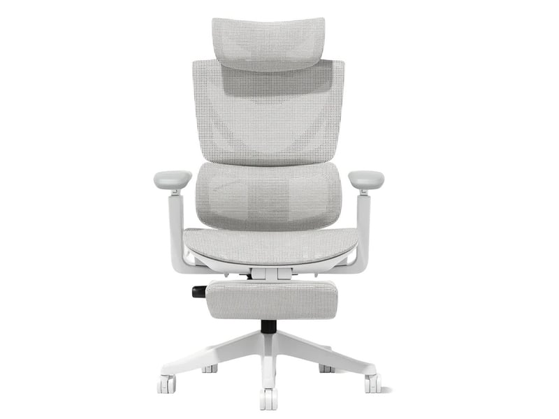  Chaise de bureau ergonomique grise en maille, réglable par trois boutons, avec soutien lombaire respirant  - Conforama A