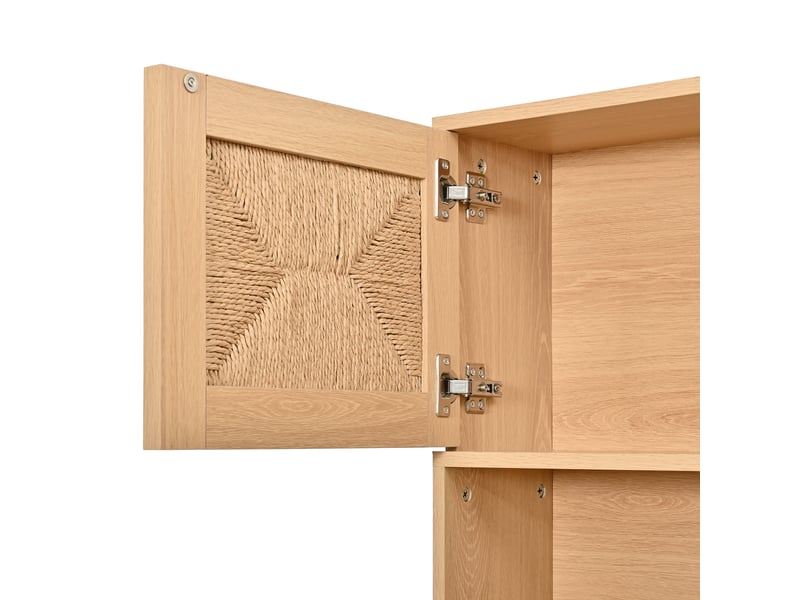 Buffet haut 4 portes avec niche ouverte et étagère réglable pour entrée en mdf 80×40×180 cm naturel - Conforama D