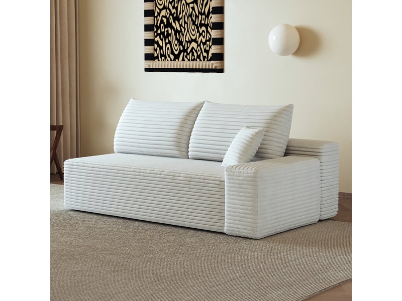 Canapé 2 places blanc droit compact 175 cm - petit canapé moderne pour salon et studio - Conforama D