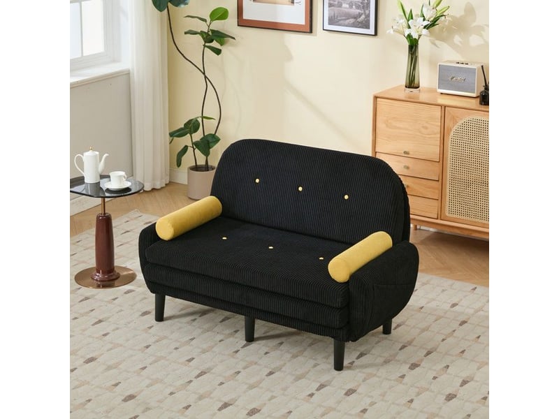  Canapé loveseat - velours côtelé - noir - multiforme - dossier réglable - rangement facile noir - Conforama E