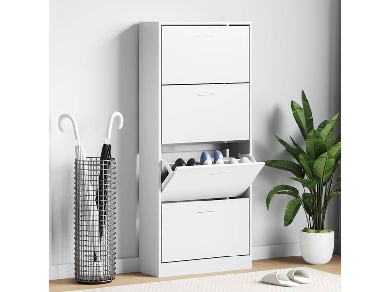  Meuble à chaussure | armoire à chaussures blanc 63x24x147 cm bois d'ingénierie  - Conforama B