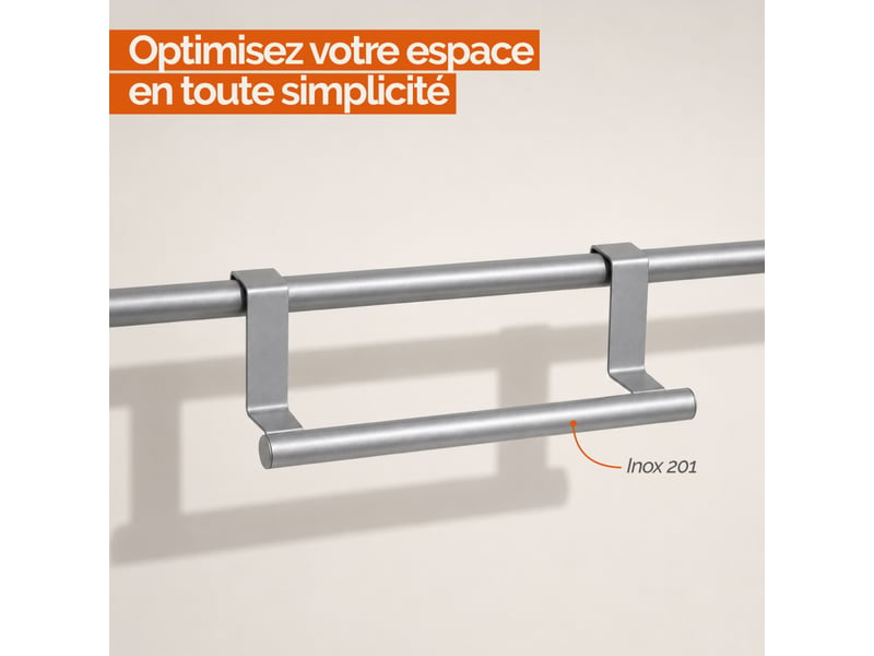  Porte serviette, torchon, crochet à suspendre cuisine ou salle de bain - acier inoxydable - 23.5 cm - chrome  - Conforama C