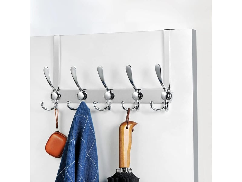 Porte manteau pour crochet de en acier inoxydable, patère de à suspendre pour chambre à coucher salle de bains(argent, 5 crochets, gris - Conforama C