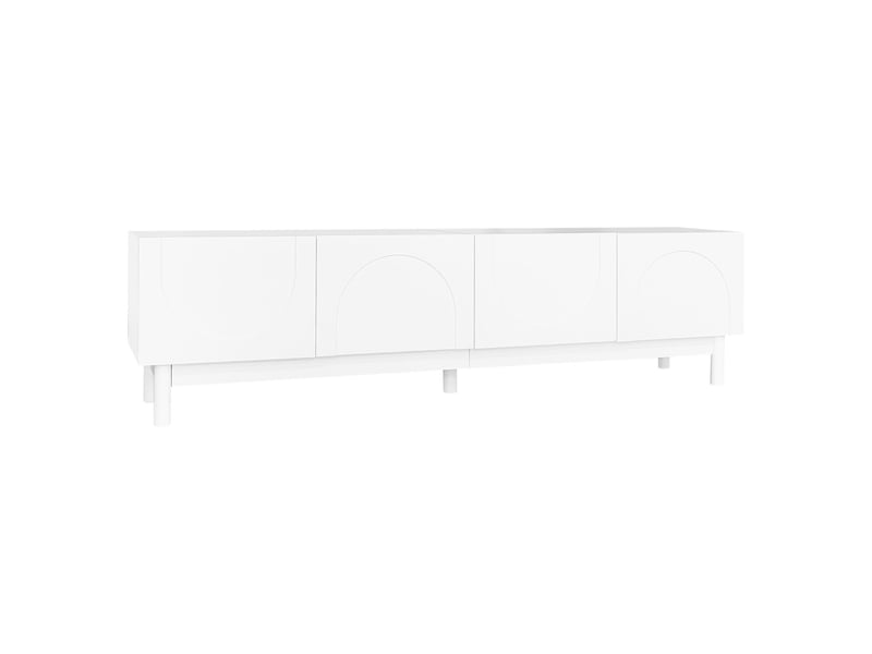 Meuble tv avec portes courbes et ondulées, étagères et pieds stabilisateurs meuble tv avec rangement - Conforama A