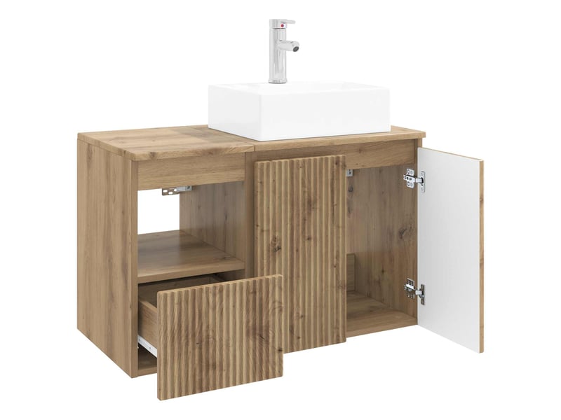 Ensemble de mobilier de salle de bain 2 pc chêne artisanal cf64065 - Conforama D