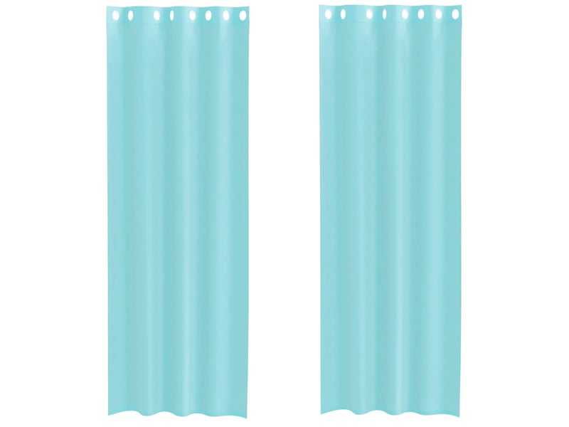  Lot de 2 rideaux en voile, voilages avec œillets turquoise cf44427  - Conforama A