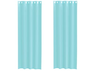 Lot de 2 rideaux en voile, voilages avec œillets turquoise cf44427