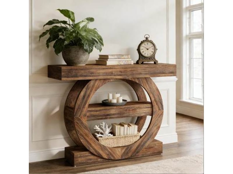  Console 105x30x85 cm à 3 niveaux bois marron rustique  - Conforama B