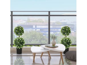 Lot de 2 plantes artificielles de lavande 70 cm – blanc – résistantes aux uv, avec pots lestés en ciment