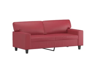 Canapé droit, sofa, canapé à 2 places rouge bordeaux 140 cm similicuir cf20358