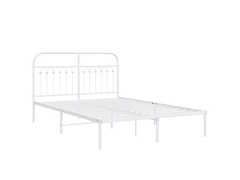 Lit double- lit adulte -  cadre de lit métal sans matelas et tête de lit blanc 135x190 cm  - Conforama B