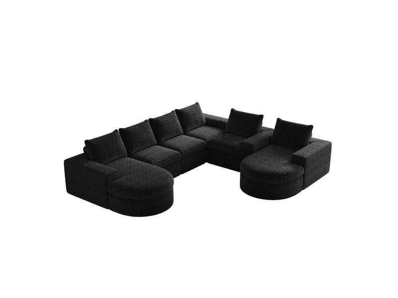 Canapé en l 3 places 322x271cm - chenille noir chauffeuse sans montage compressé - chenille - noir CozyNest - Conforama A